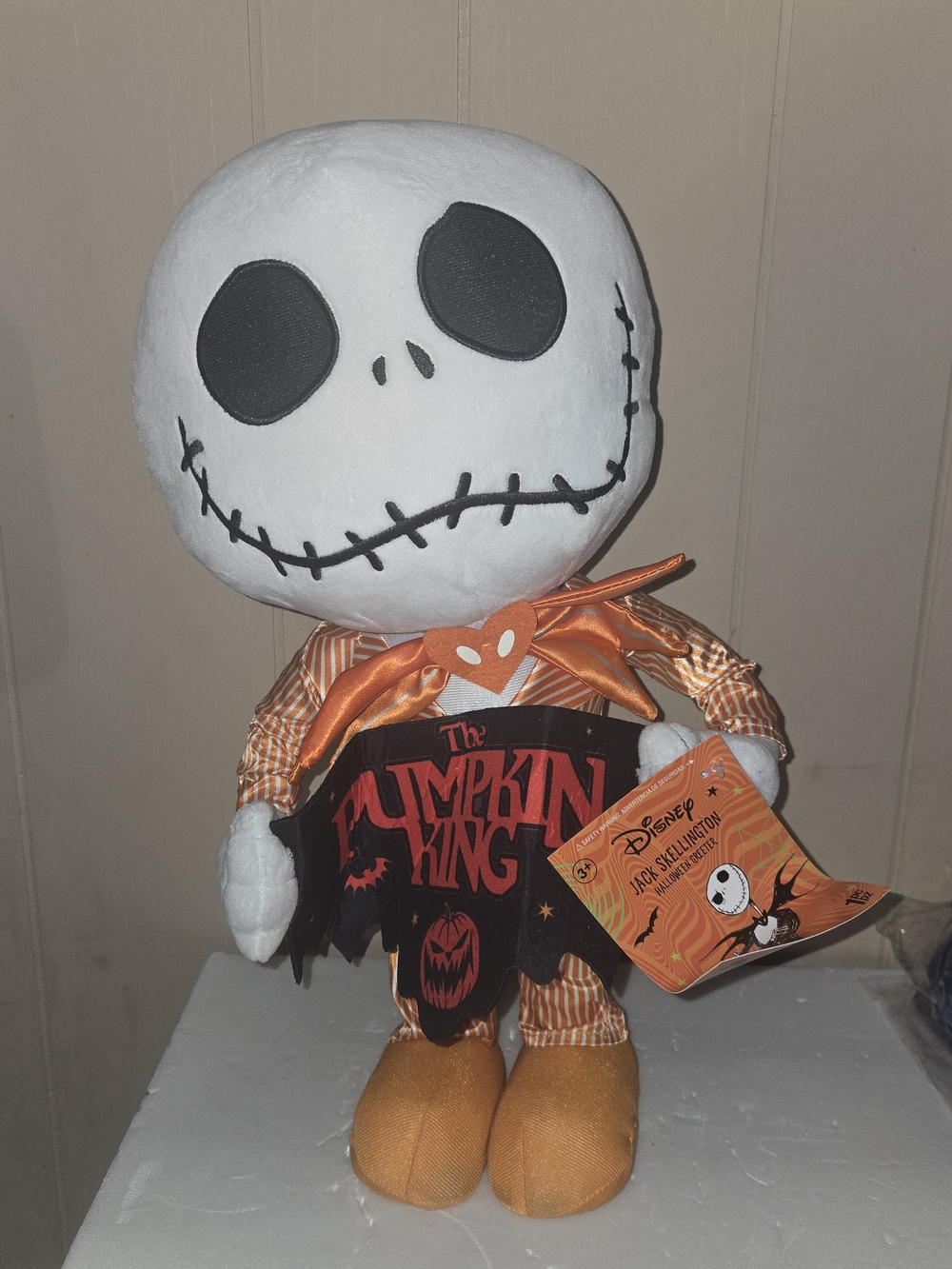 Disney Jack Skellington Pumpkin King Plush Halloween Greeter NWT